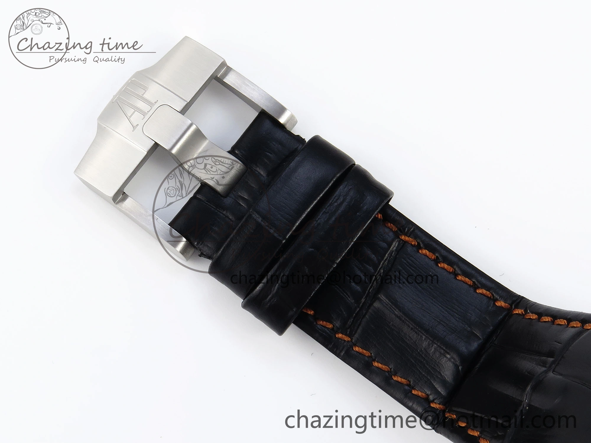 ROYAL OAK OFFSHORE 42MM VOLCANO SS APF 1:1 BEST EDITION BLACK DIAL ORANGE MARKERS ON BLACK LEATHER STRAP A7750