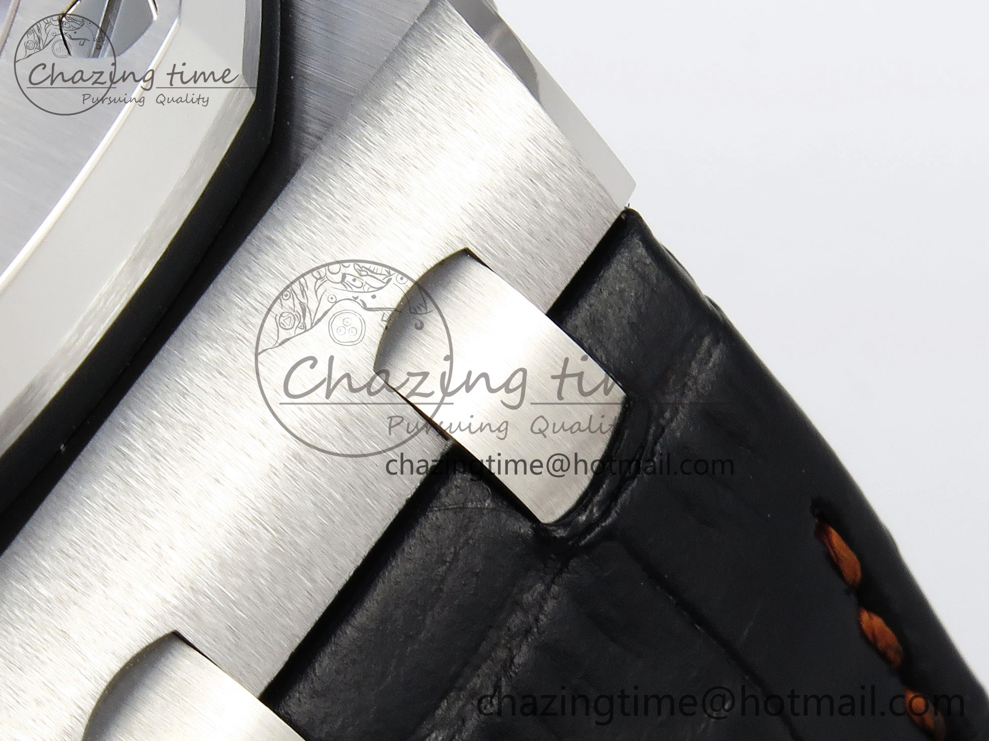 ROYAL OAK OFFSHORE 42MM VOLCANO SS APF 1:1 BEST EDITION BLACK DIAL ORANGE MARKERS ON BLACK LEATHER STRAP A7750