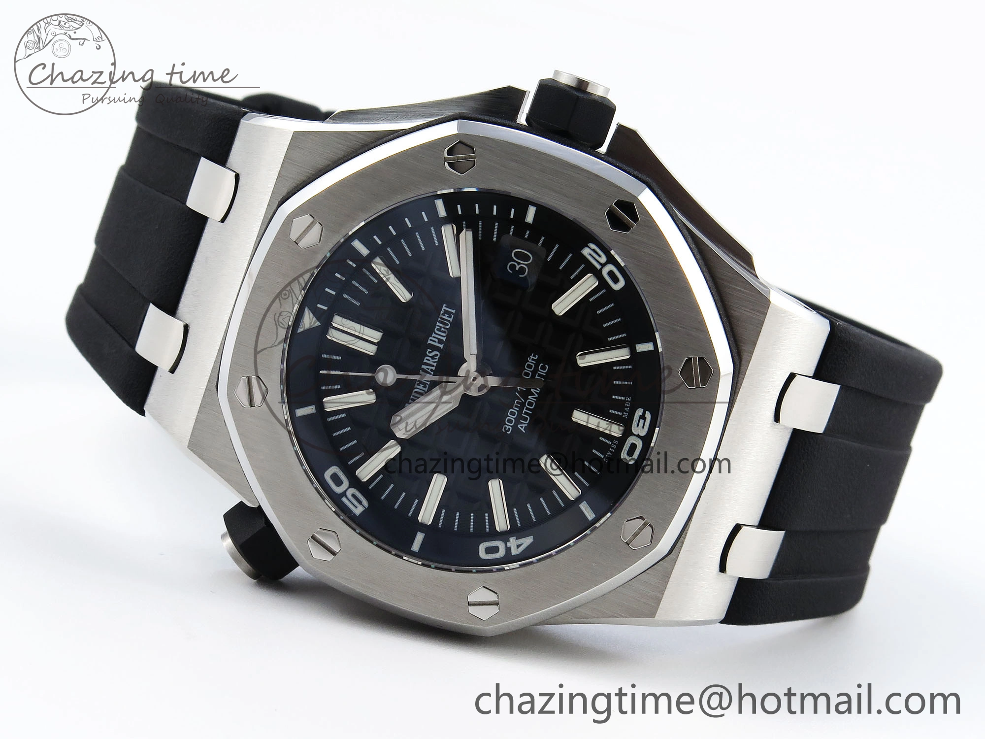 ROYAL OAK OFFSHORE DIVER 15710 IPF 1:1 BEST EDITION BLACK DIAL ON BLACK RUBBER STRAP SA3120 SUPER CLONE