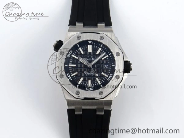 ROYAL OAK OFFSHORE DIVER 15710 IPF 1:1 BEST EDITION BLACK DIAL ON BLACK RUBBER STRAP SA3120 SUPER CLONE
