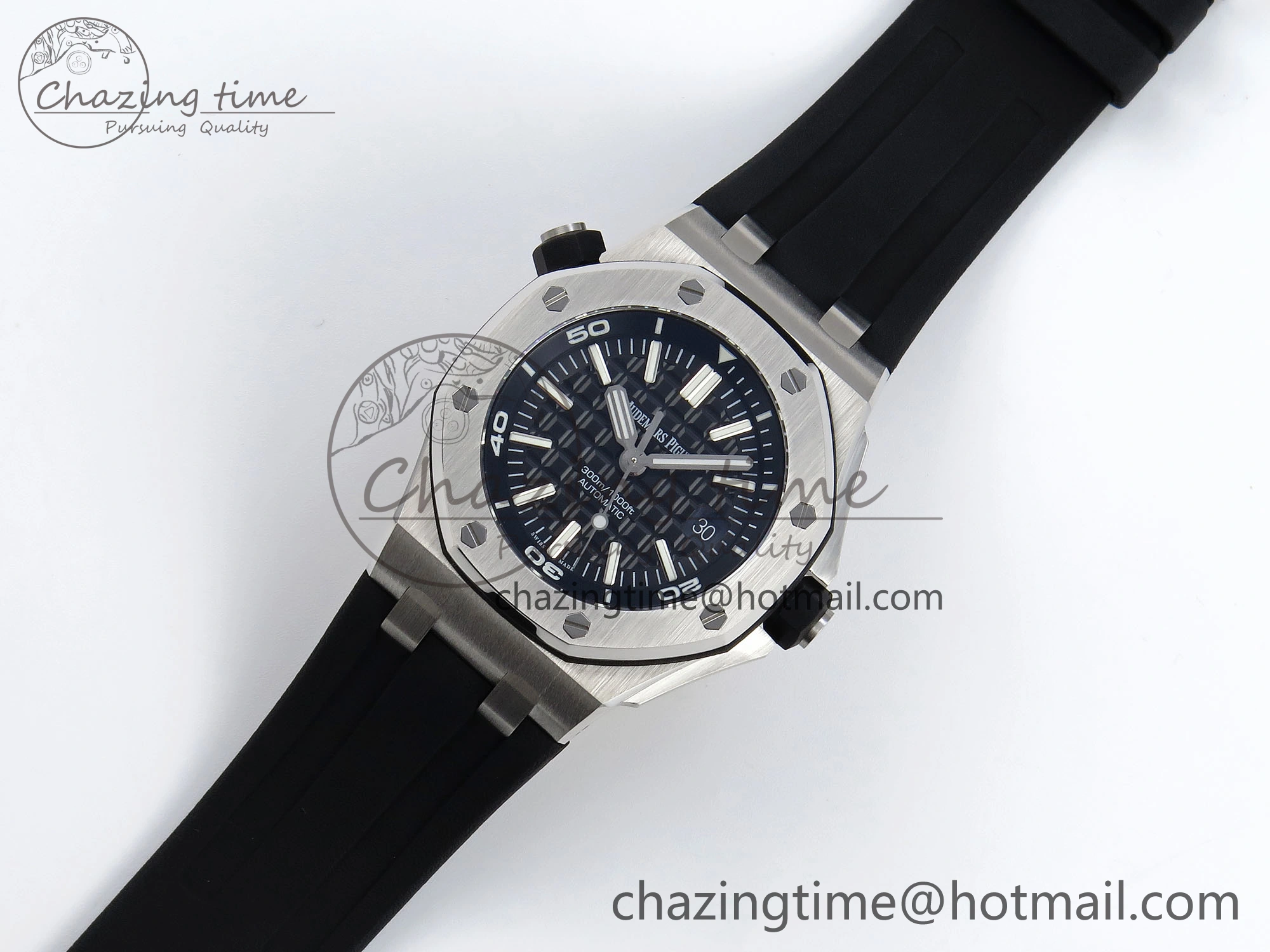 ROYAL OAK OFFSHORE DIVER 15710 IPF 1:1 BEST EDITION BLACK DIAL ON BLACK RUBBER STRAP SA3120 SUPER CLONE
