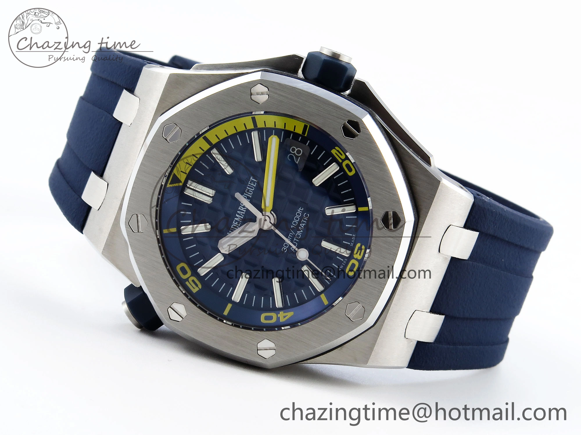 ROYAL OAK OFFSHORE DIVER 15710 IPF 1:1 BEST EDITION BLUE DIAL ON BLUE RUBBER STRAP SA3120 SUPER CLONE