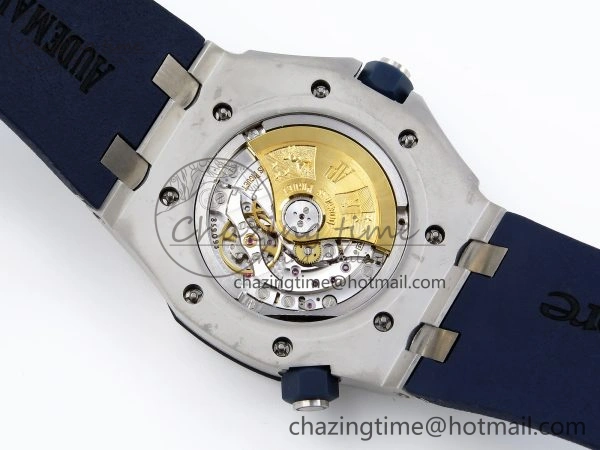 ROYAL OAK OFFSHORE DIVER 15710 IPF 1:1 BEST EDITION BLUE DIAL ON BLUE RUBBER STRAP SA3120 SUPER CLONE