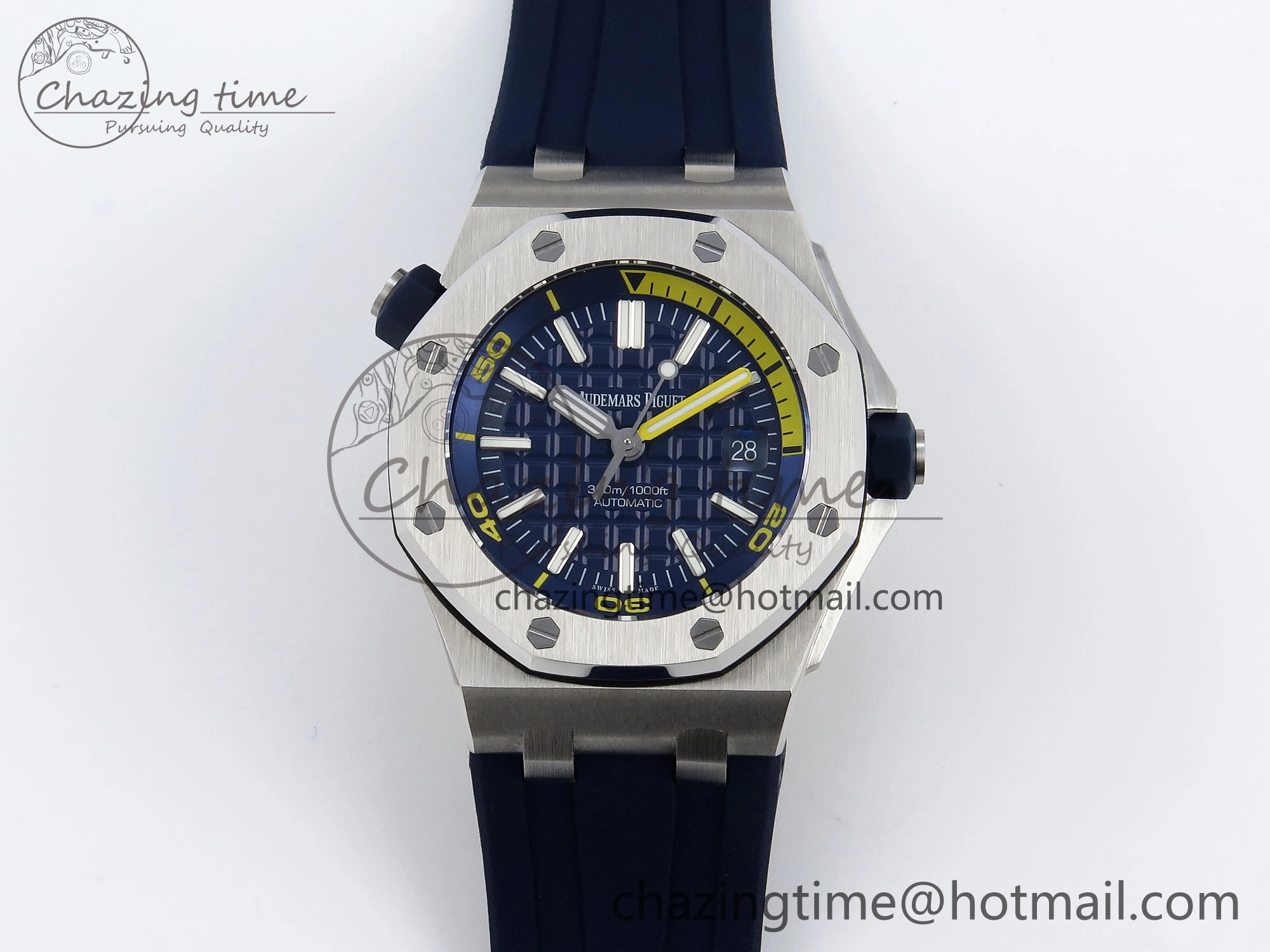 ROYAL OAK OFFSHORE DIVER 15710 IPF 1:1 BEST EDITION BLUE DIAL ON BLUE RUBBER STRAP SA3120 SUPER CLONE