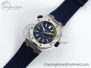 ROYAL OAK OFFSHORE DIVER 15710 IPF 1:1 BEST EDITION BLUE DIAL ON BLUE RUBBER STRAP SA3120 SUPER CLONE