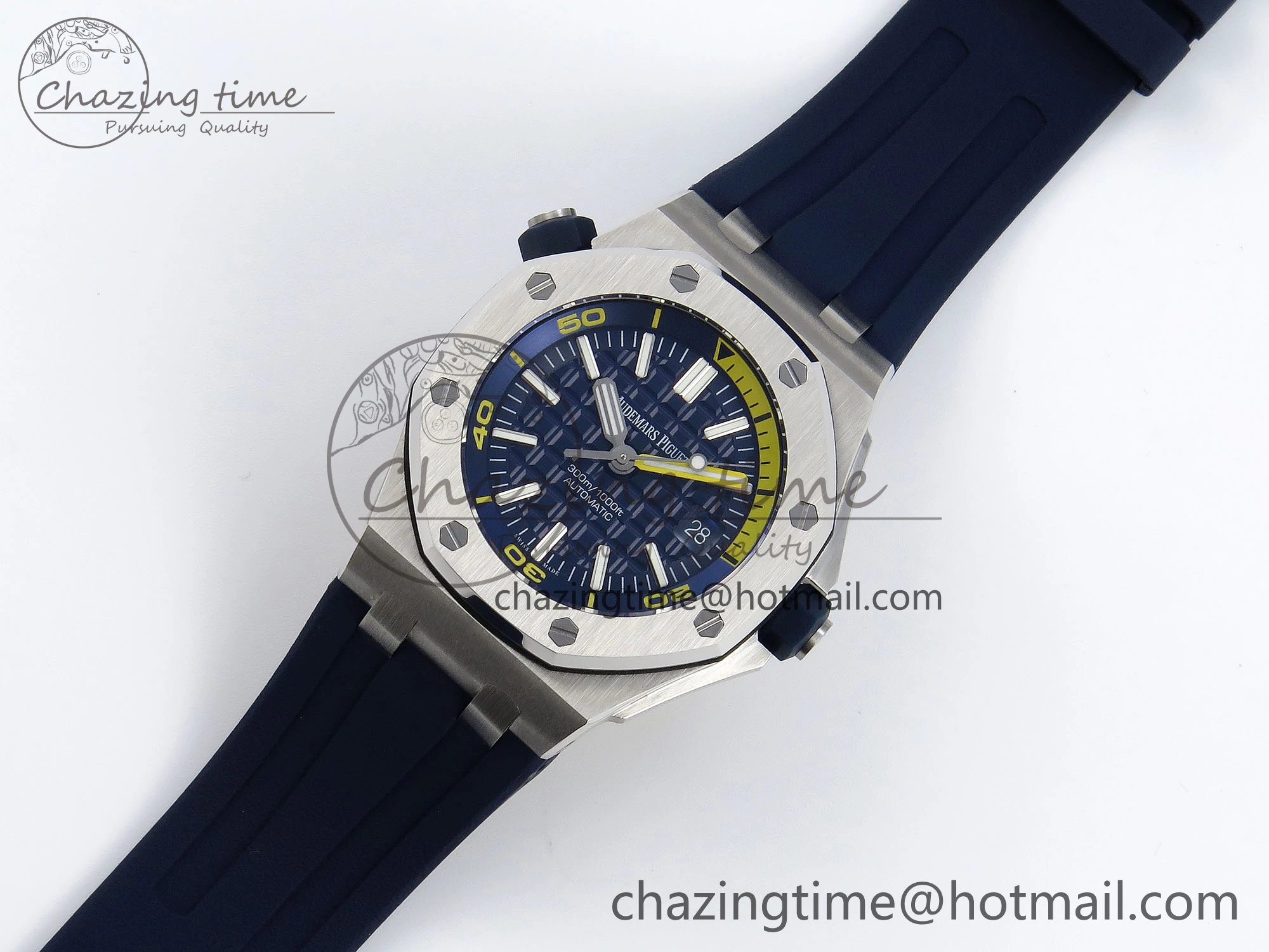ROYAL OAK OFFSHORE DIVER 15710 IPF 1:1 BEST EDITION BLUE DIAL ON BLUE RUBBER STRAP SA3120 SUPER CLONE