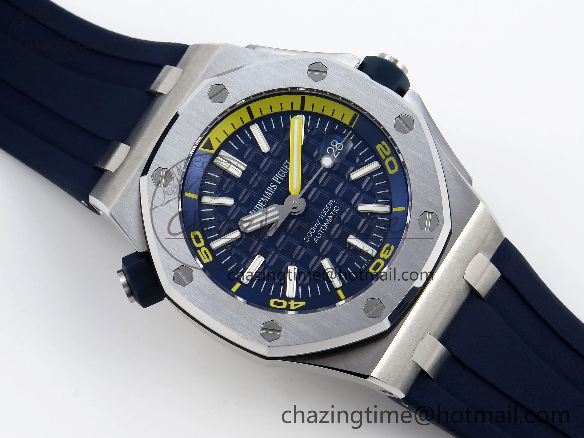ROYAL OAK OFFSHORE DIVER 15710 IPF 1:1 BEST EDITION BLUE DIAL ON BLUE RUBBER STRAP SA3120 SUPER CLONE