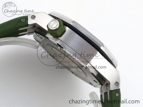 ROYAL OAK OFFSHORE DIVER 15710 IPF 1:1 BEST EDITION GREEN DIAL ON GREEN RUBBER STRAP SA3120 SUPER CLONE