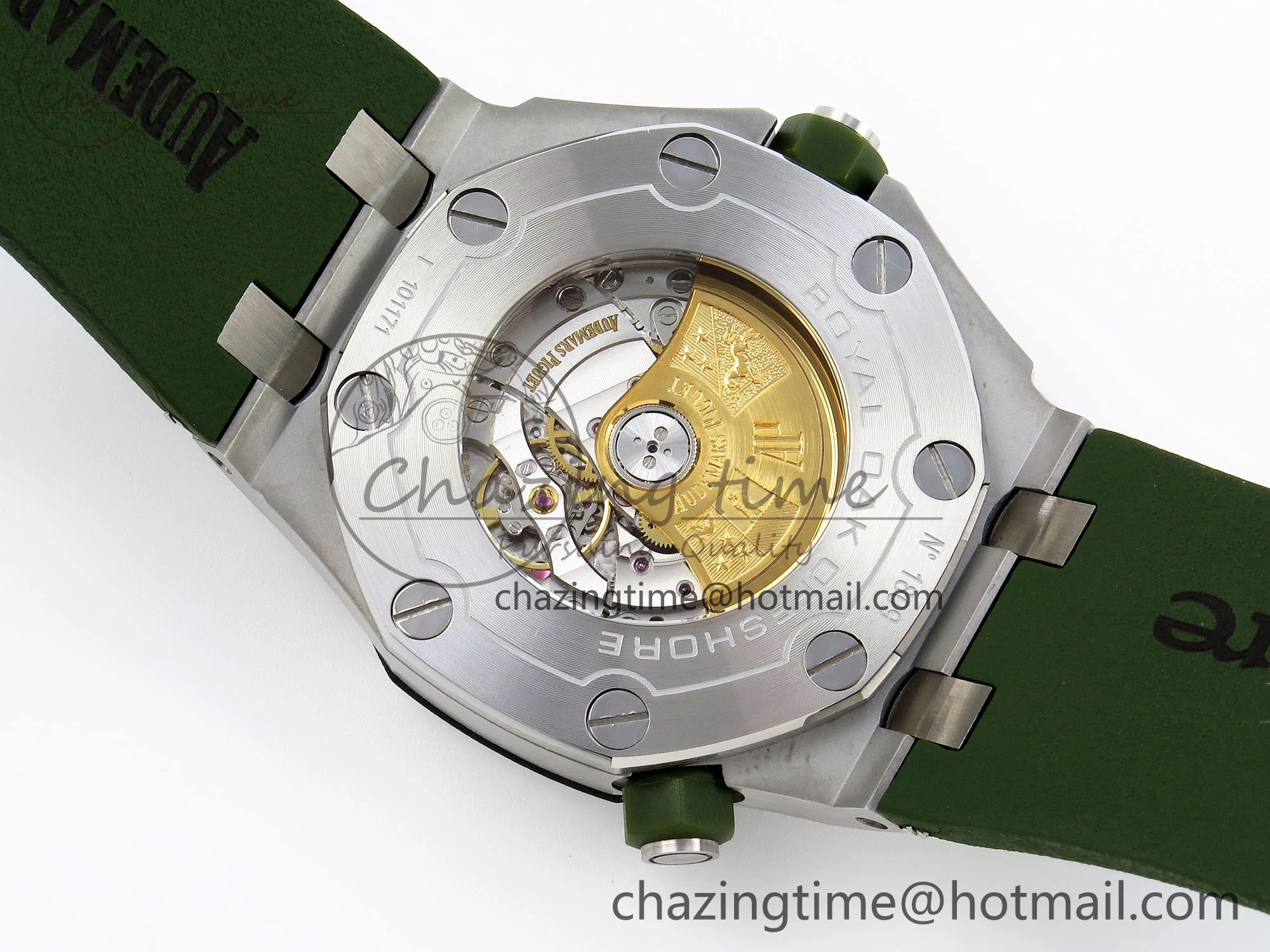ROYAL OAK OFFSHORE DIVER 15710 IPF 1:1 BEST EDITION GREEN DIAL ON GREEN RUBBER STRAP SA3120 SUPER CLONE