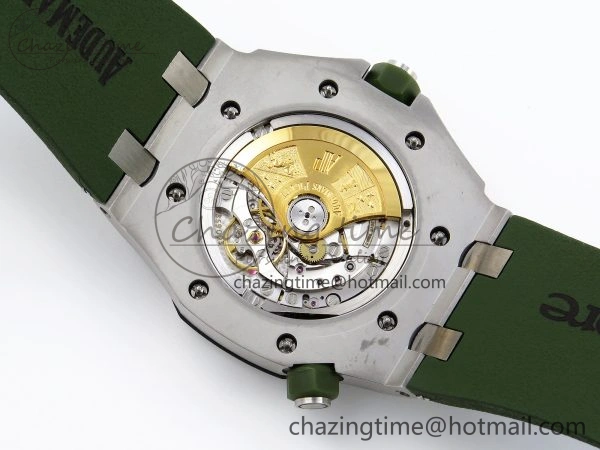 ROYAL OAK OFFSHORE DIVER 15710 IPF 1:1 BEST EDITION GREEN DIAL ON GREEN RUBBER STRAP SA3120 SUPER CLONE
