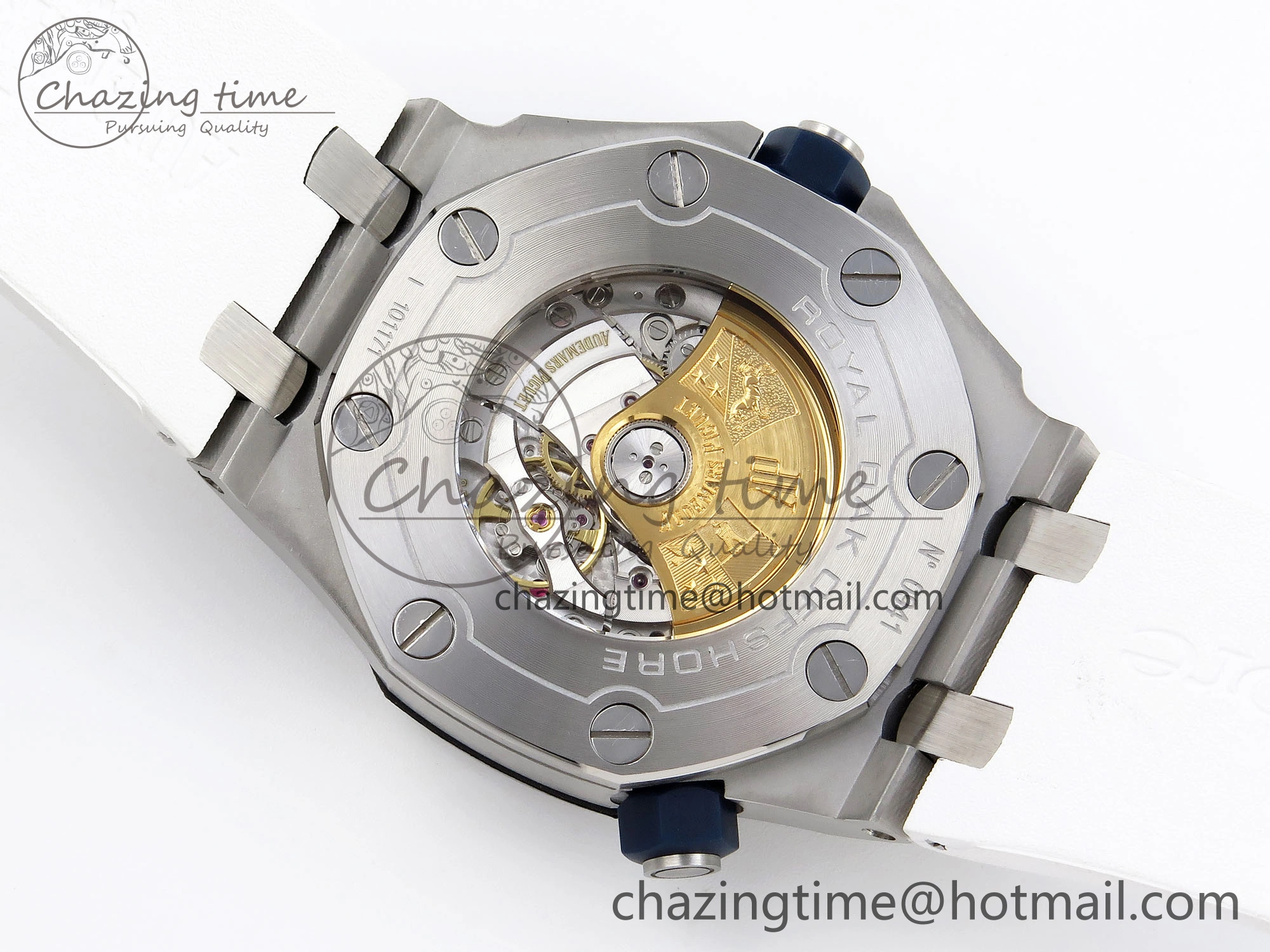ROYAL OAK OFFSHORE DIVER 15710 IPF 1:1 BEST EDITION WHITE DIAL ON WHITE RUBBER STRAP SA3120 SUPER CLONE