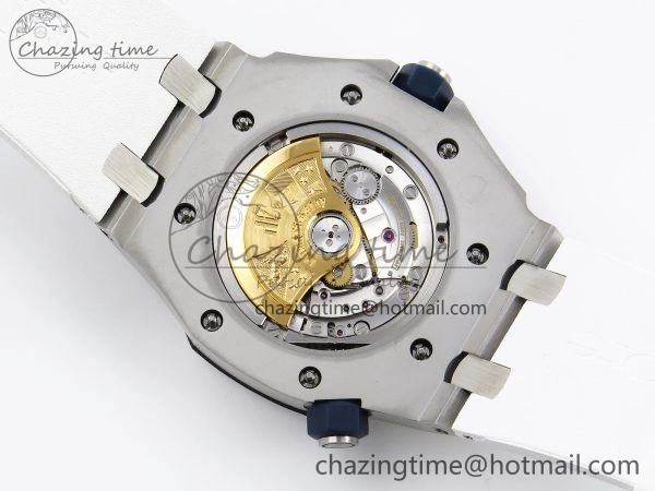 ROYAL OAK OFFSHORE DIVER 15710 IPF 1:1 BEST EDITION WHITE DIAL ON WHITE RUBBER STRAP SA3120 SUPER CLONE