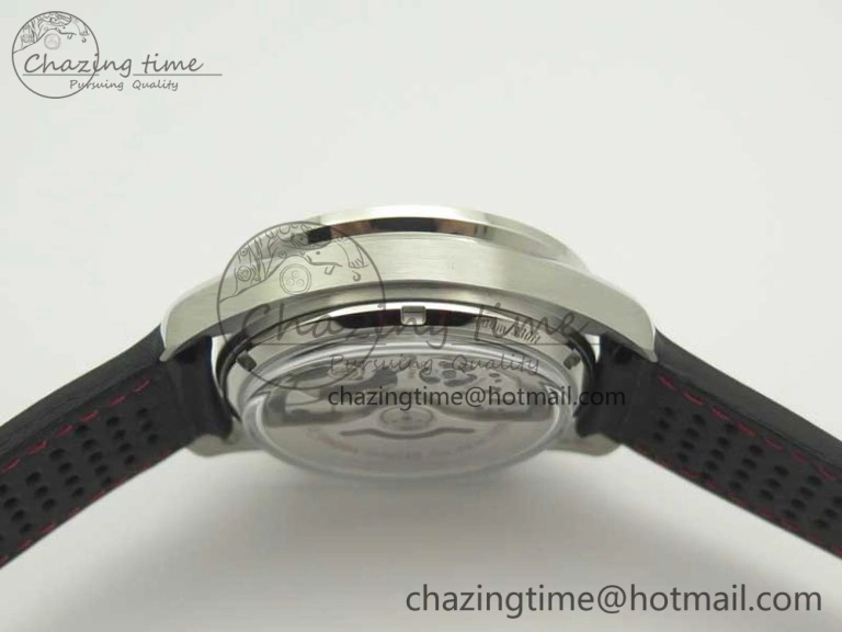 Racing Master Chronometer OMF 1:1 Best Edition Black Dial Orange Hand on Black Leather Strap A9300