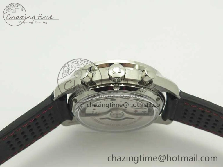Racing Master Chronometer OMF 1:1 Best Edition Black Dial Orange Hand on Black Leather Strap A9300
