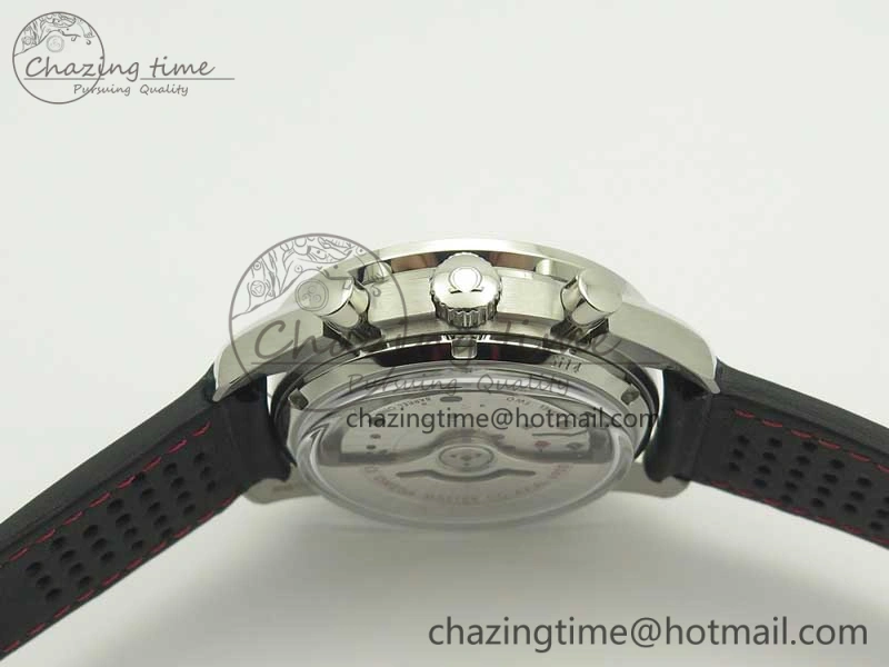 Racing Master Chronometer OMF 1:1 Best Edition Black Dial Orange Hand on Black Leather Strap A9300
