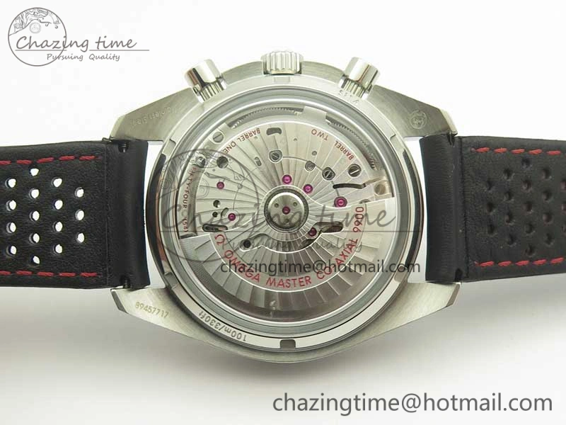 Racing Master Chronometer OMF 1:1 Best Edition Black Dial Orange Hand on Black Leather Strap A9300