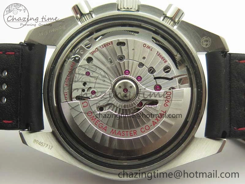 Racing Master Chronometer OMF 1:1 Best Edition Black Dial Orange Hand on Black Leather Strap A9300