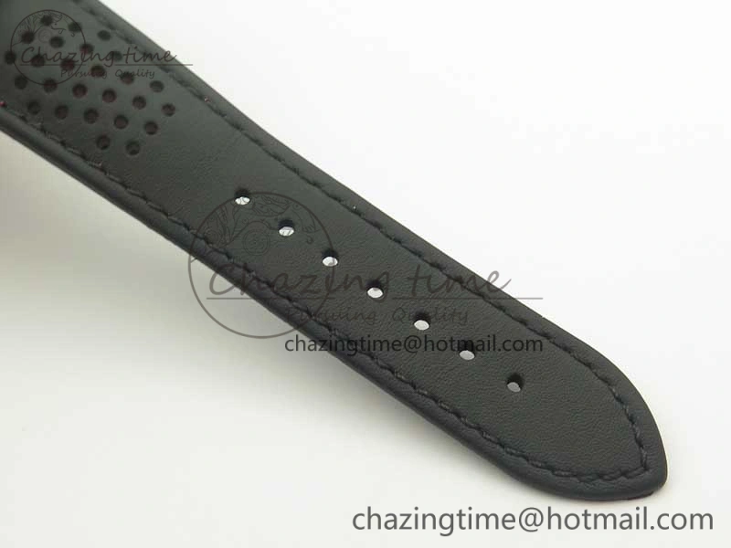 Racing Master Chronometer OMF 1:1 Best Edition Black Dial Orange Hand on Black Leather Strap A9300