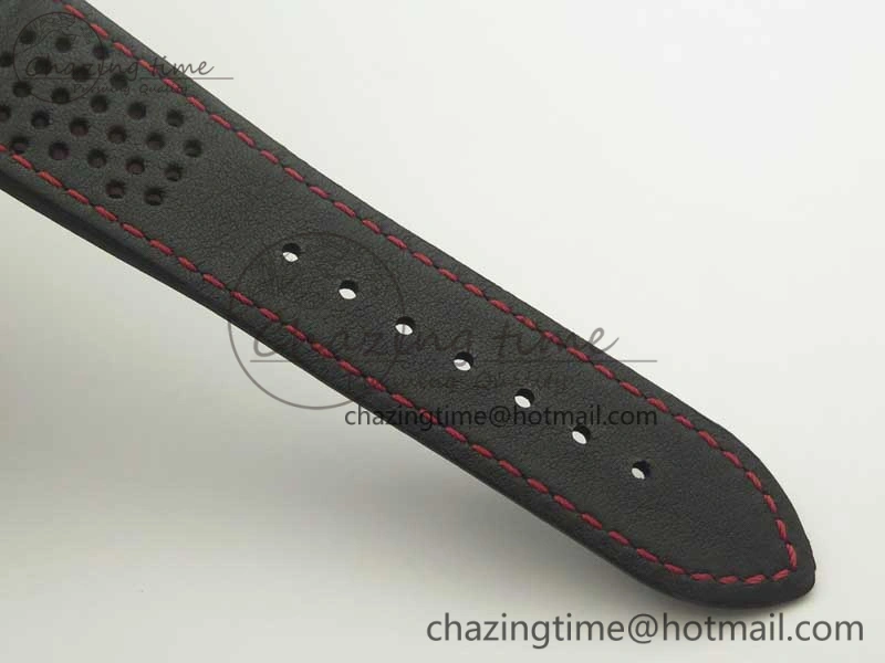 Racing Master Chronometer OMF 1:1 Best Edition Black Dial Orange Hand on Black Leather Strap A9300