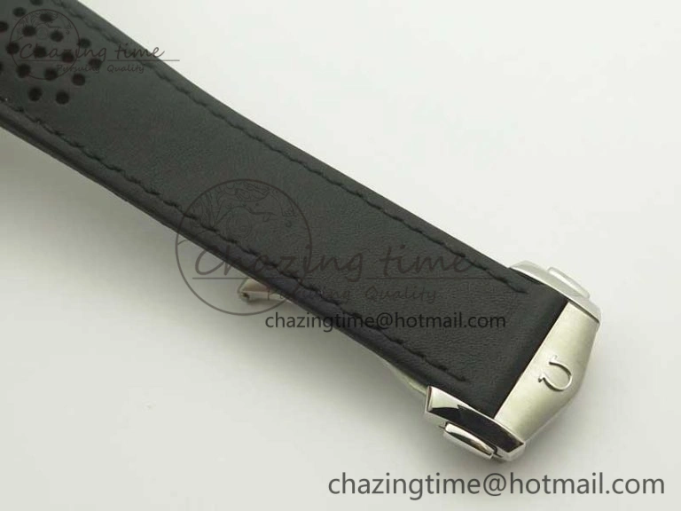 Racing Master Chronometer OMF 1:1 Best Edition Black Dial Orange Hand on Black Leather Strap A9300