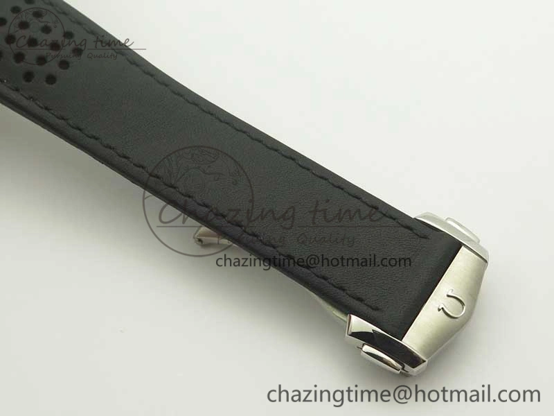 Racing Master Chronometer OMF 1:1 Best Edition Black Dial Orange Hand on Black Leather Strap A9300