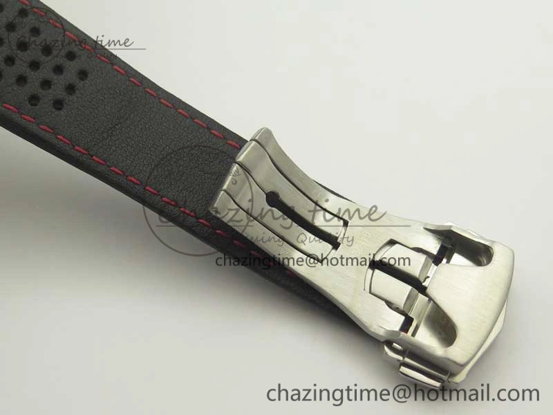 Racing Master Chronometer OMF 1:1 Best Edition Black Dial Orange Hand on Black Leather Strap A9300