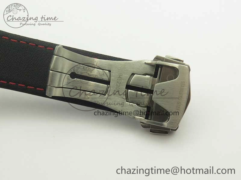 Racing Master Chronometer OMF 1:1 Best Edition Black Dial Orange Hand on Black Leather Strap A9300
