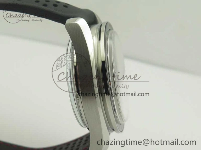Racing Master Chronometer OMF 1:1 Best Edition Black Dial Orange Hand on Black Leather Strap A9300