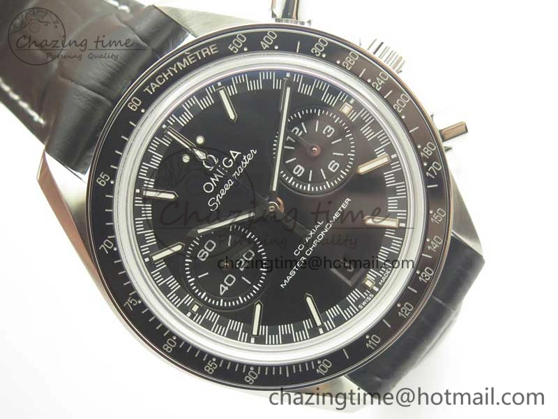 Racing Master Chronometer OMF 1:1 Best Edition Black Dial on Black Leather Strap A9300