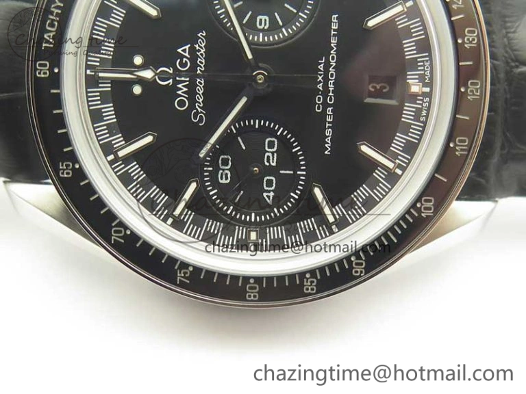 Racing Master Chronometer OMF 1:1 Best Edition Black Dial on Black Leather Strap A9300