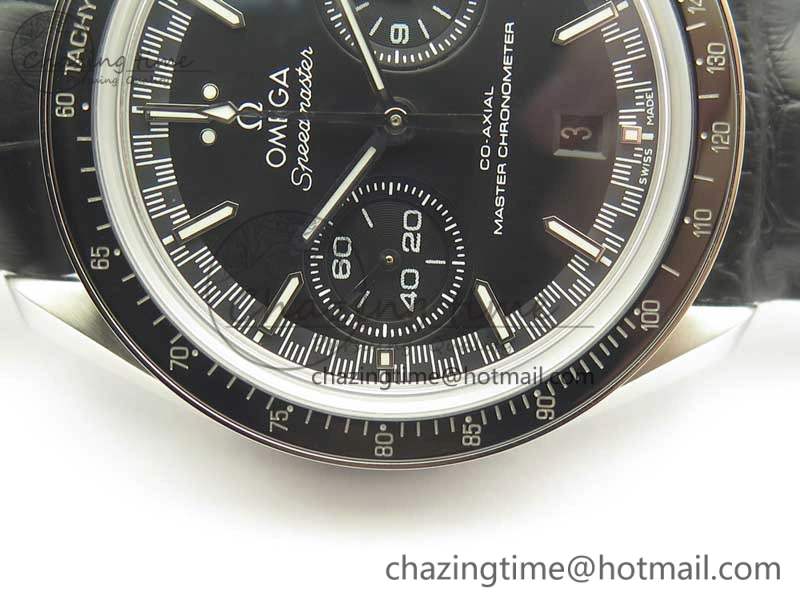 Racing Master Chronometer OMF 1:1 Best Edition Black Dial on Black Leather Strap A9300