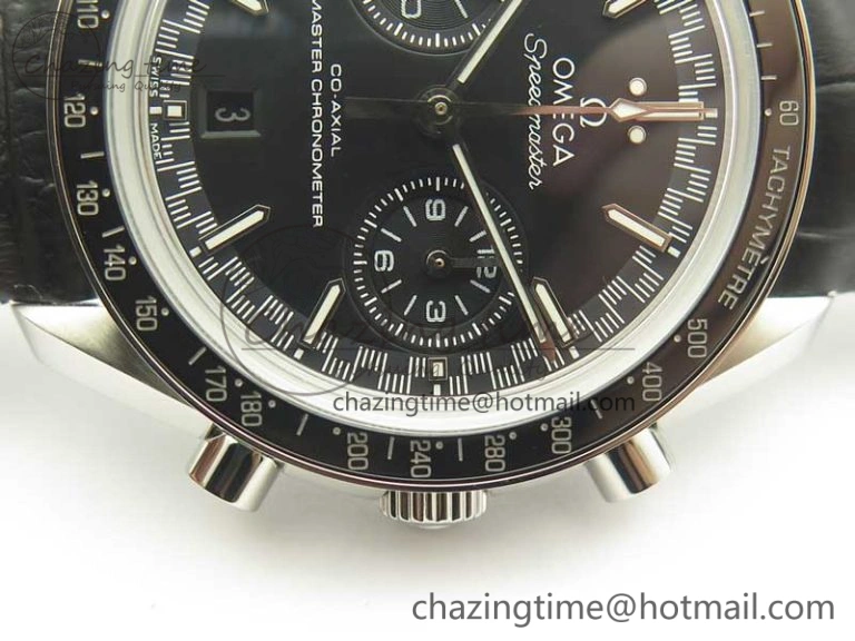 Racing Master Chronometer OMF 1:1 Best Edition Black Dial on Black Leather Strap A9300