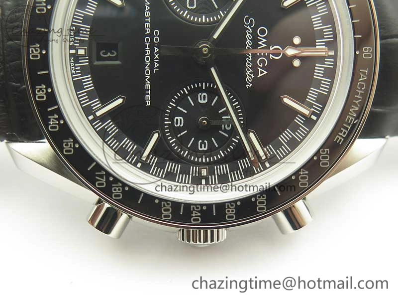 Racing Master Chronometer OMF 1:1 Best Edition Black Dial on Black Leather Strap A9300
