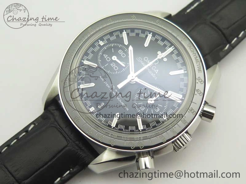 Racing Master Chronometer OMF 1:1 Best Edition Black Dial on Black Leather Strap A9300