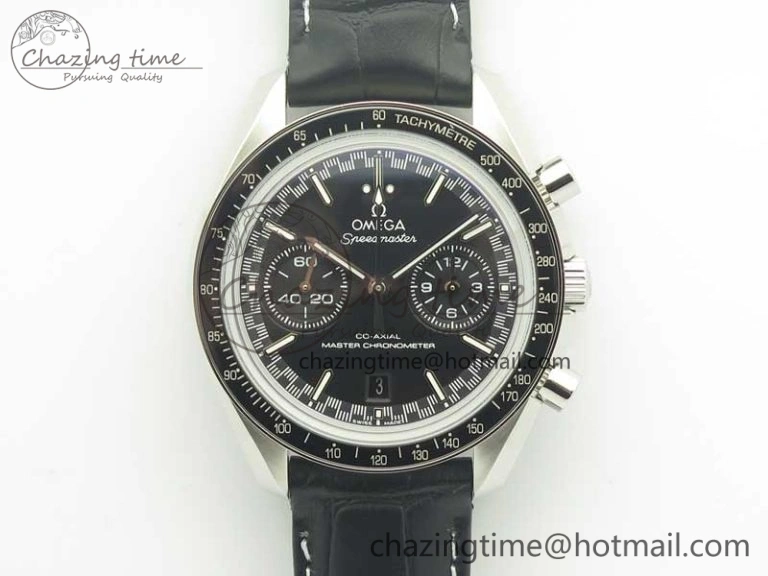 Racing Master Chronometer OMF 1:1 Best Edition Black Dial on Black Leather Strap A9300