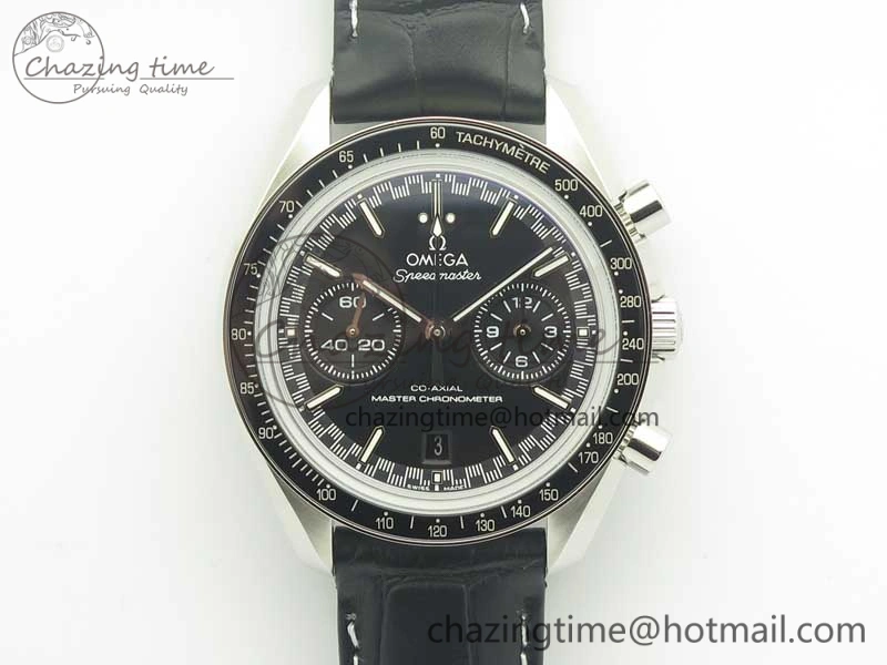 Racing Master Chronometer OMF 1:1 Best Edition Black Dial on Black Leather Strap A9300