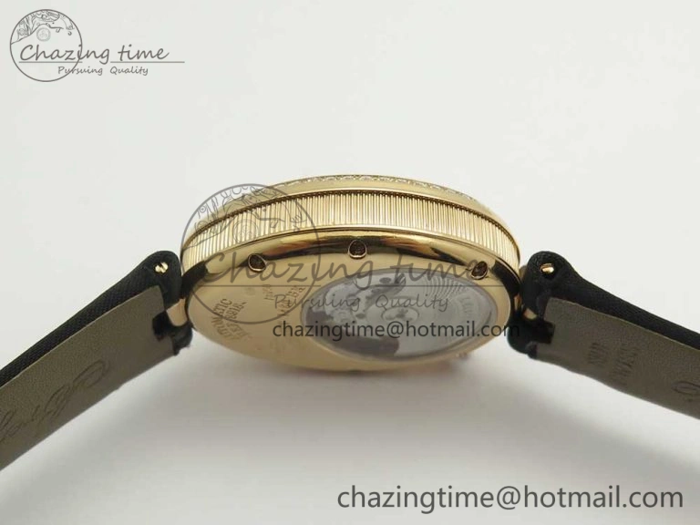 Reine de Naples 8918BB RG ZF 1:1 Best Edition White MOP Dial Diamonds Bezel on Black Fabric Strap A537