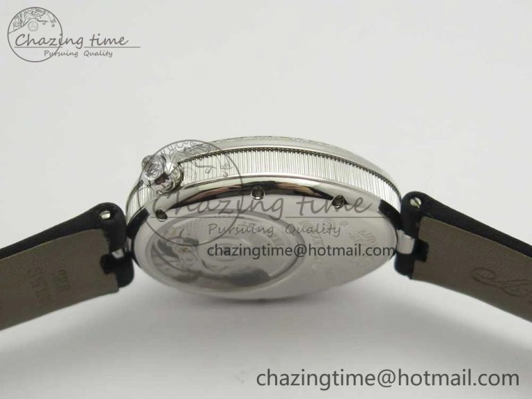Reine de Naples 8918BB SS ZF 1:1 Best Edition White MOP Dial Diamonds Bezel on Black Fabric Strap A537