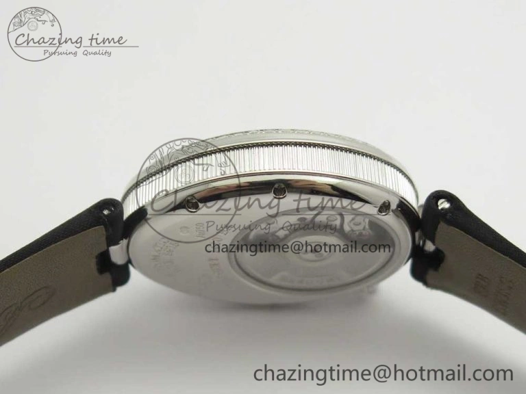Reine de Naples 8918BB SS ZF 1:1 Best Edition White MOP Dial Diamonds Bezel on Black Fabric Strap A537