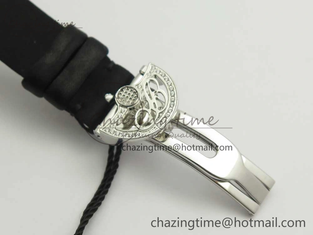 Reine de Naples 8918BB SS ZF 1:1 Best Edition White MOP Dial Diamonds Bezel on Black Fabric Strap A537