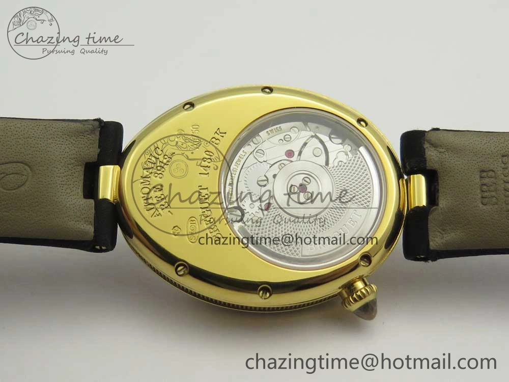 Reine de Naples 8918BB YG ZF 1:1 Best Edition White MOP Dial Diamonds Bezel on Black Fabric Strap A537
