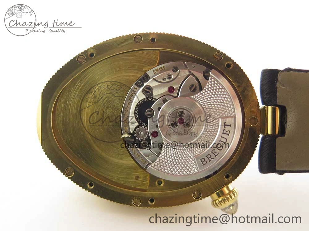 Reine de Naples 8918BB YG ZF 1:1 Best Edition White MOP Dial Diamonds Bezel on Black Fabric Strap A537