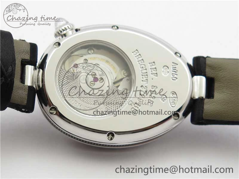 Reine de Naples 8928BB SS ZF 1:1 Best Edition White MOP Dial Diamonds Bezel on Black Fabric Strap A537