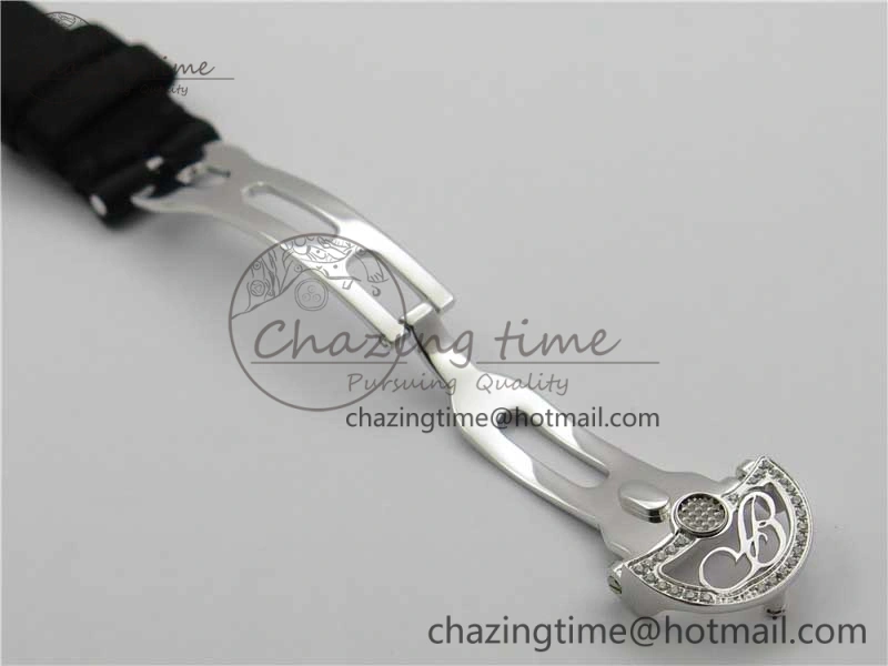 Reine de Naples 8928BB SS ZF 1:1 Best Edition White MOP Dial Diamonds Bezel on Black Fabric Strap A537