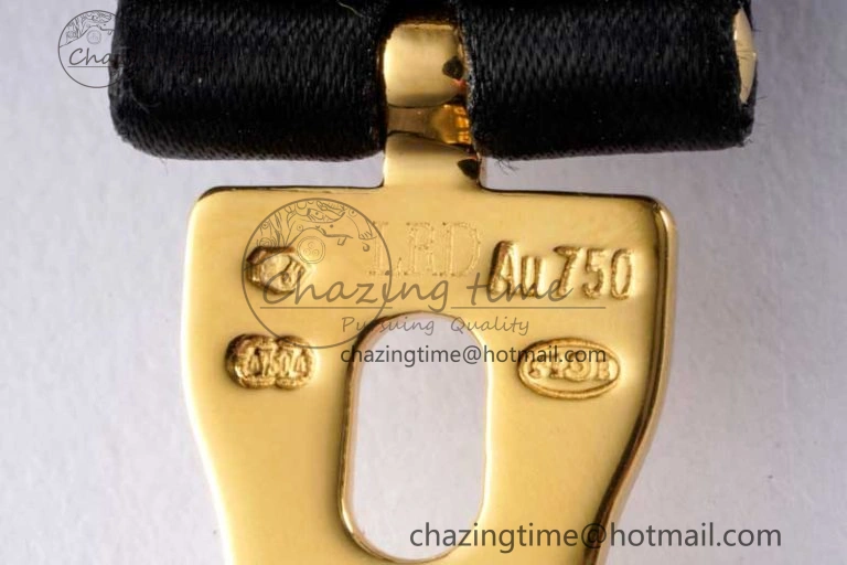 Reine de Naples YG ZF 1:1 Best Edition White Arabic Dial Diamonds Bezel on Black Fabric Strap A537 V2