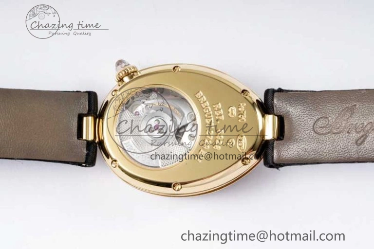 Reine de Naples YG ZF 1:1 Best Edition White Arabic Dial Diamonds Bezel on Black Fabric Strap A537 V2
