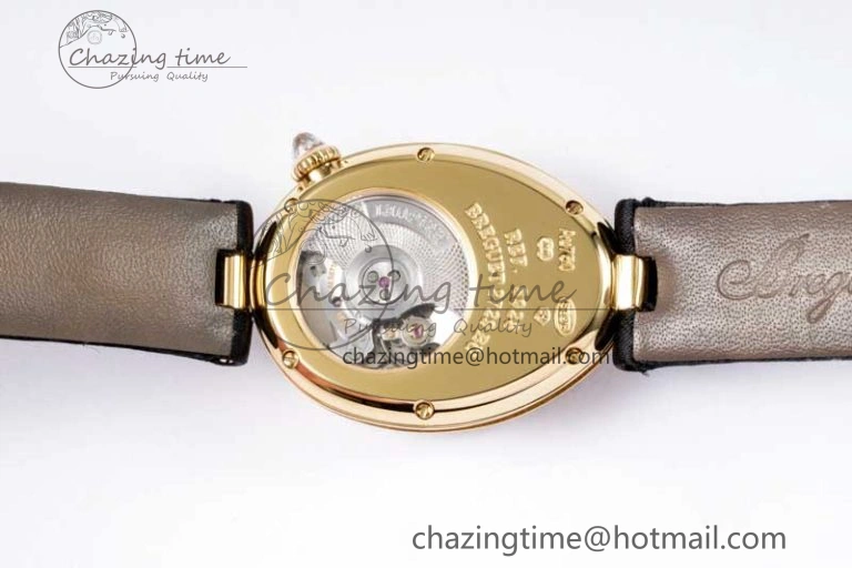 Reine de Naples YG ZF 1:1 Best Edition White Arabic Dial Diamonds Bezel on Black Fabric Strap A537 V2