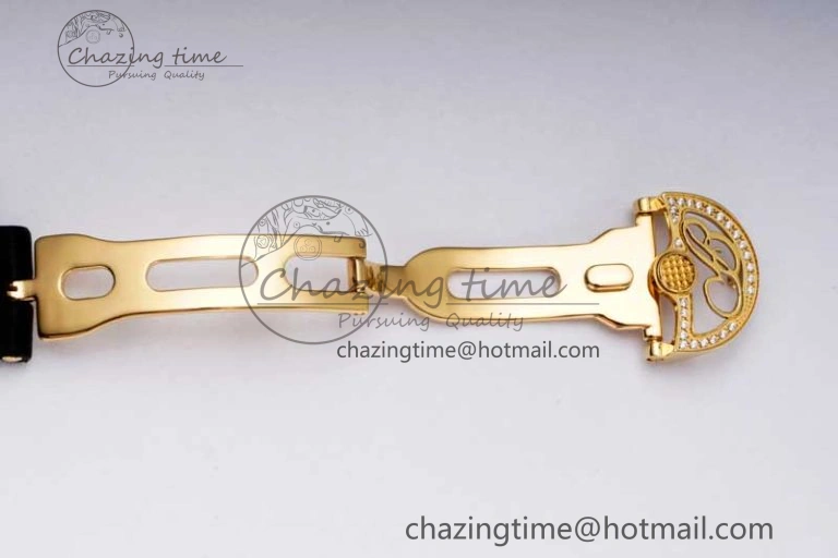 Reine de Naples YG ZF 1:1 Best Edition White Roman Dial Diamonds Bezel on Black Fabric Strap A537 V2