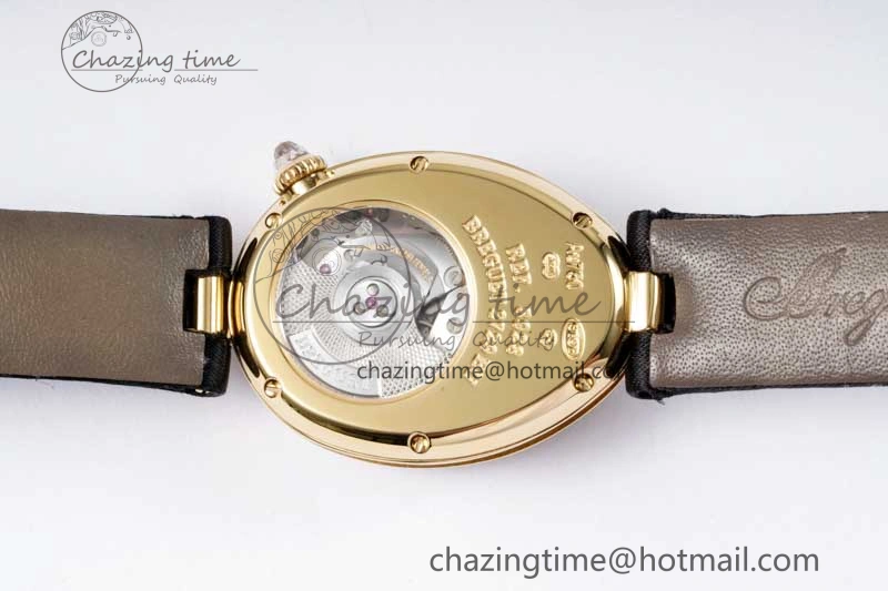 Reine de Naples YG ZF 1:1 Best Edition White Roman Dial Diamonds Bezel on Black Fabric Strap A537 V2
