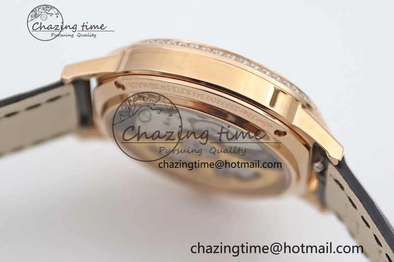 Rendez-Vous Date RG Q8F Best Edition White Dial Diamonds Bezel on Black Leather Strap A898